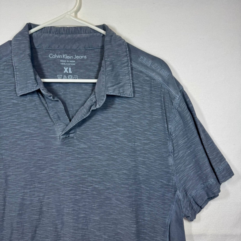 Calvin Klein Jeans Polo Shirt Heathered Gray Cotton Casual‎ Top Sz XL